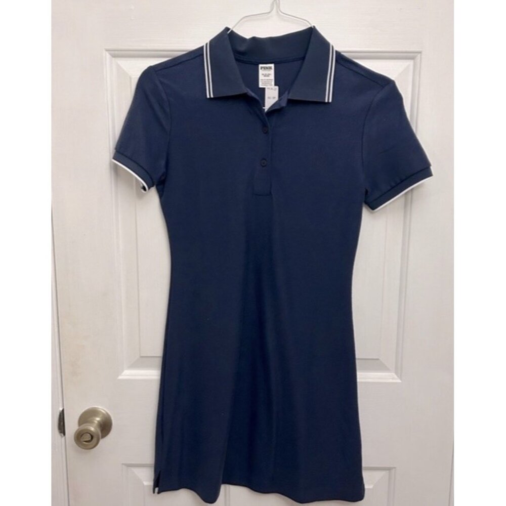 NWT - PINK BY VICTORIA'S SECRET POLO PIQUE SHORT SLEEVE DRESS - XXL - NAVY - Picture 4 of 5